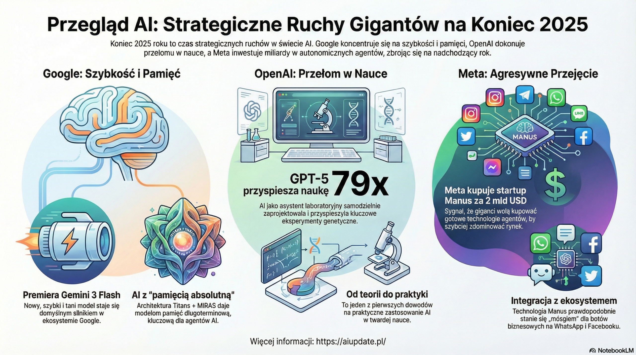 Przegląd dnia AI (30.12): Gemini 3 Flash, GPT-5 przyspiesza naukę 79x, a Meta wydaje 2 mld USD na agentów