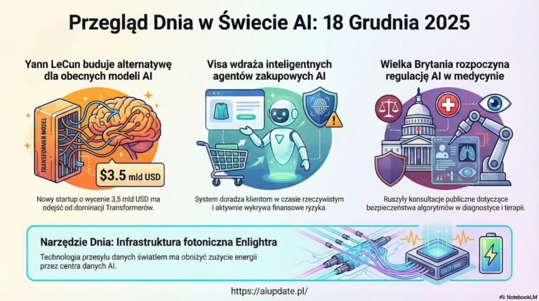Przegląd dnia AI (18.12): Nowy startup LeCuna (3,5 mld USD), Visa wdraża agentów zakupowych, a Londyn reguluje "e-Lekarzy"